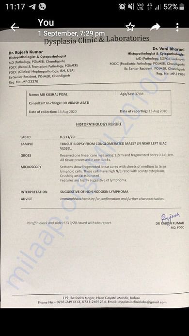 Histopathology Report shows CANCER