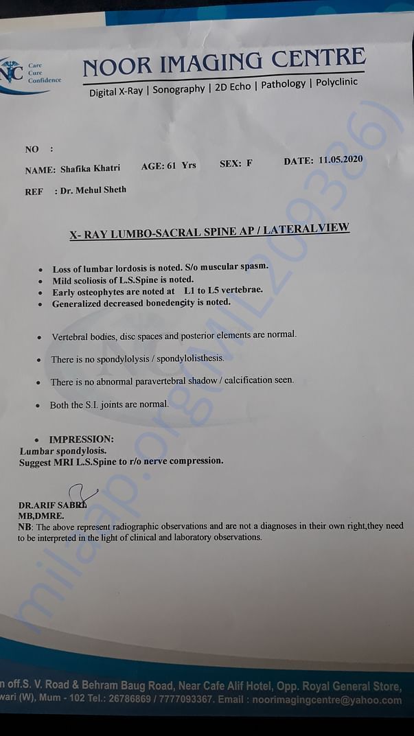 This X-Ray is of May 2020
