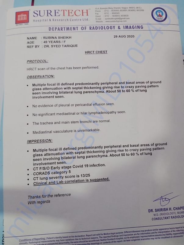 CT SCAN OF LUNGS AND MEDICALS INVOICE etc