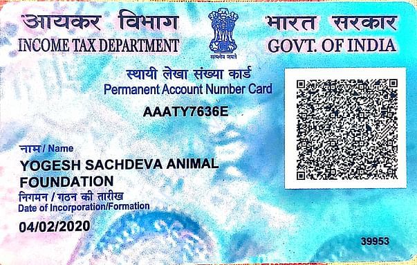 Pan card of my charity