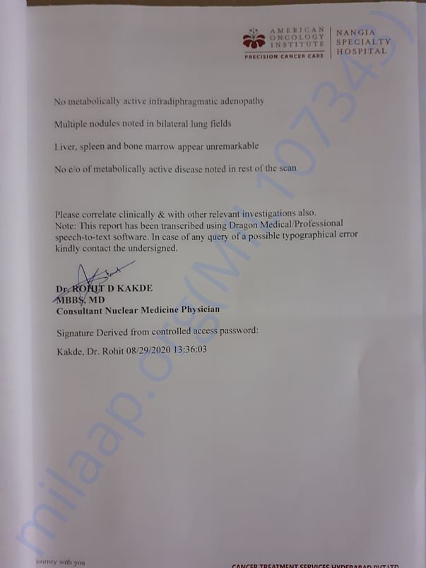 PET scan report page 3