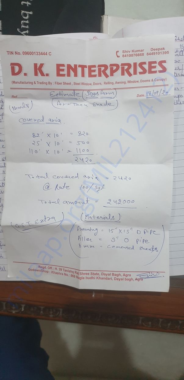 Roofing estimate