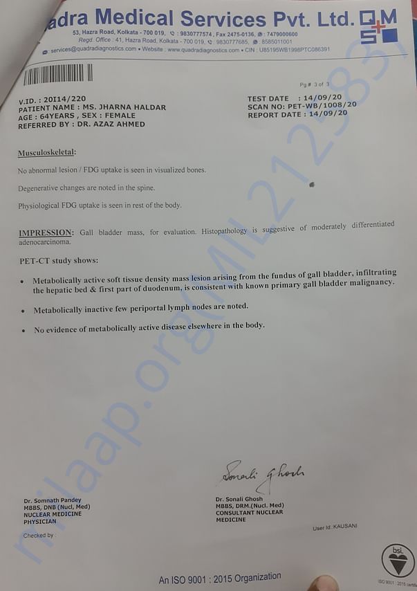 Pet CT Scan report