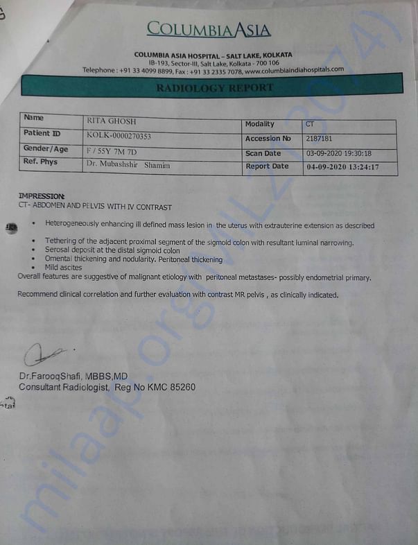 CT-SCAN REPORT of Lower ABDOMEN
