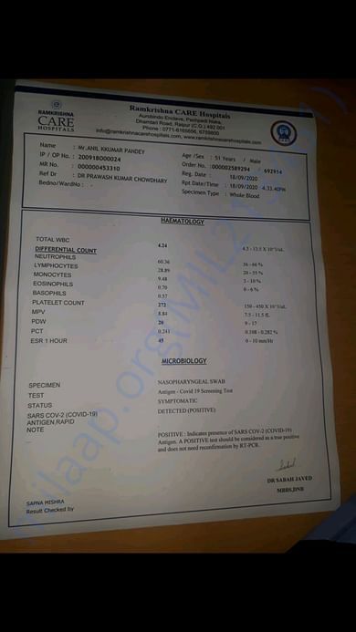 Covid-19 test report