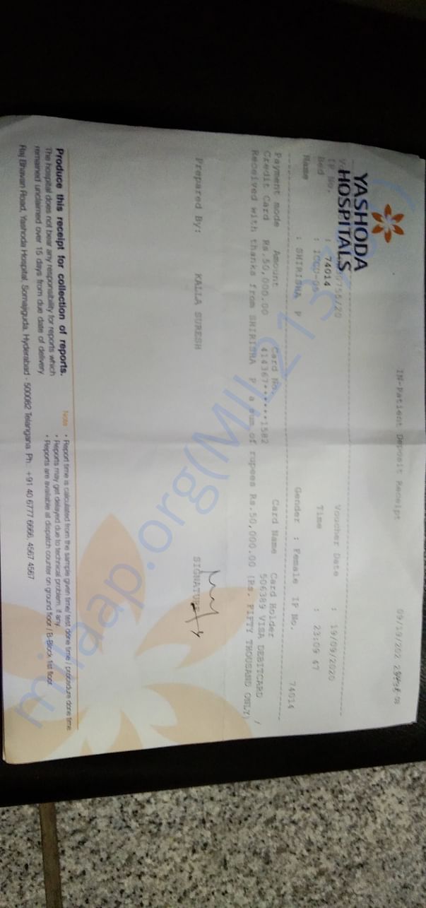 Yashoda Hosp. Payment