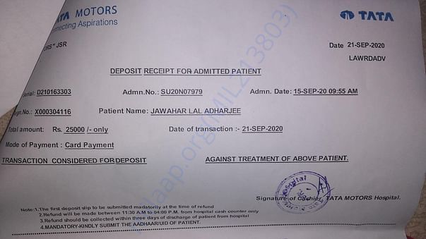 Part Payment-2 Hospital Bill Payment Receipt