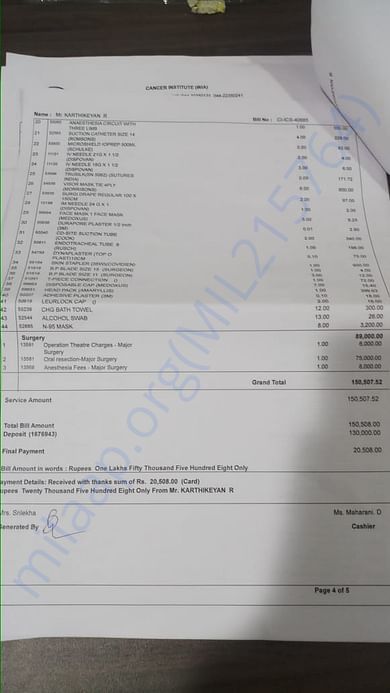 Medical Bill - Cancer Institute 5