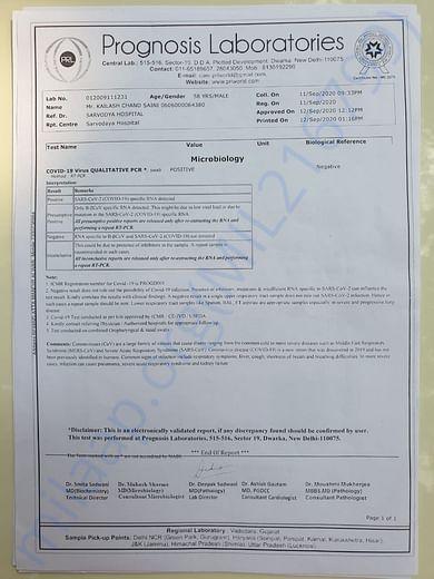 Covid Test Report