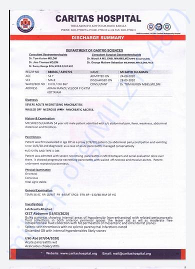 Discharge report from Caritas Hospital Kottayam (1)