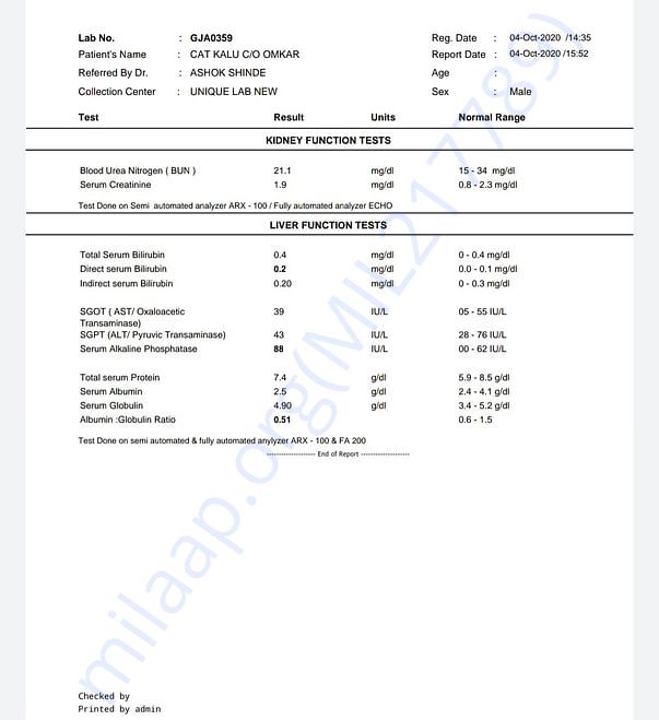Blood Test Reports
