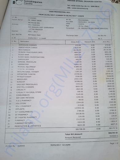 First week tests and medicines
