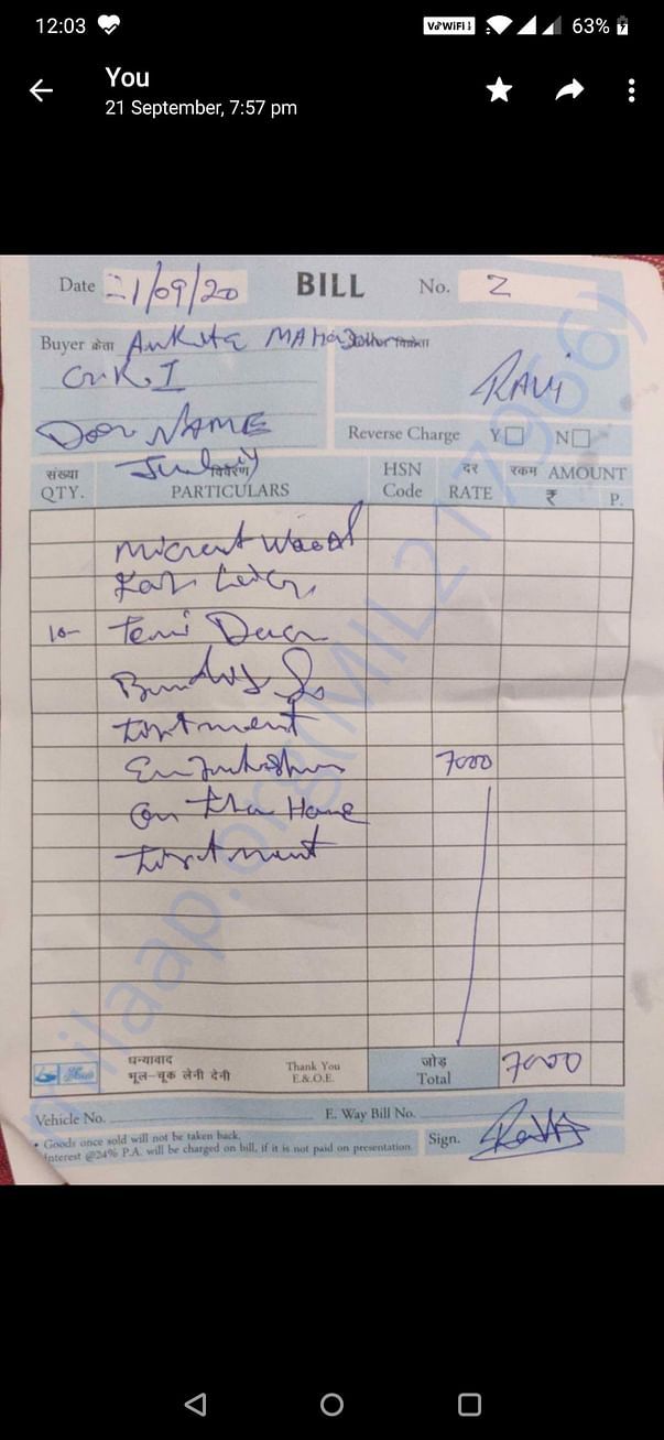 Bill of julie wound treatment by Paravet