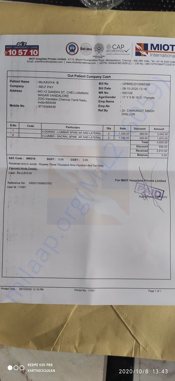X-ray bill