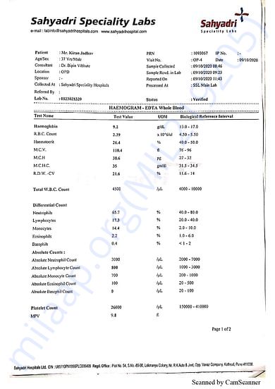 Hospital report 1