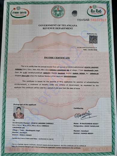 Proof of Income of Lakshmi