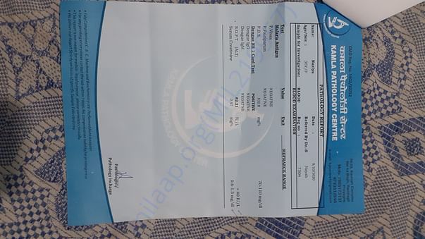 Blood test report page 2