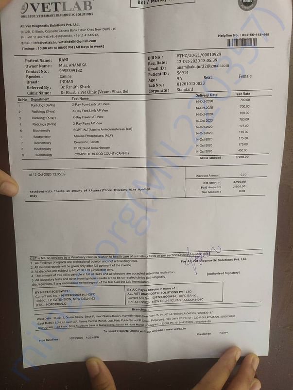 Expense of Tests And X-rays