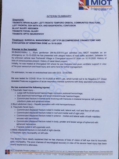 This is the admit letter in Miot Hospital