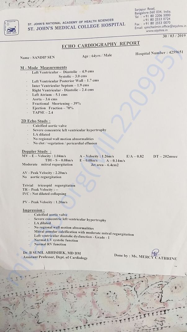 ECG report of heart (last year)