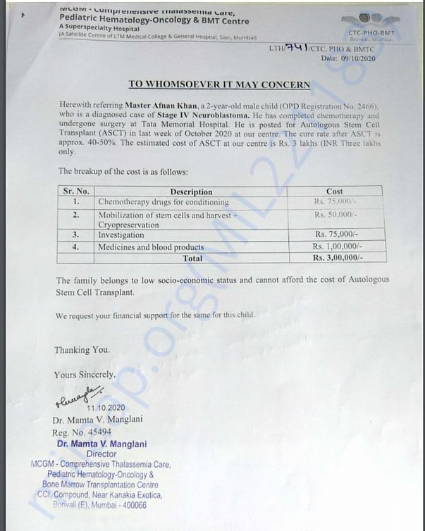 Estimation letter