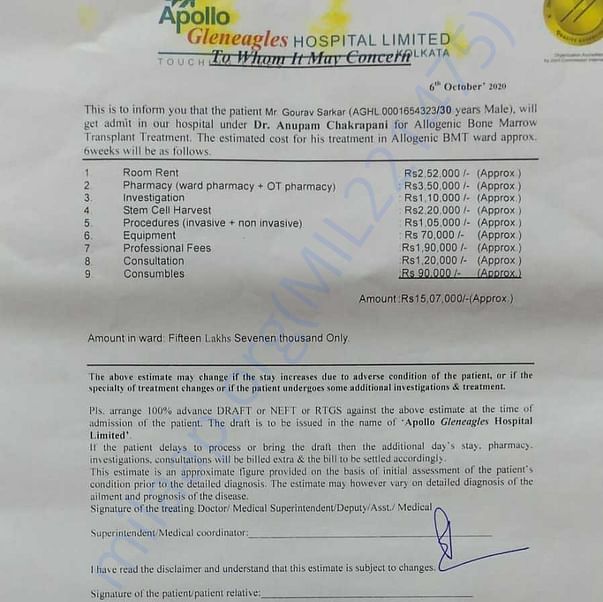 Estimation Letter (Without the Donor's fees)