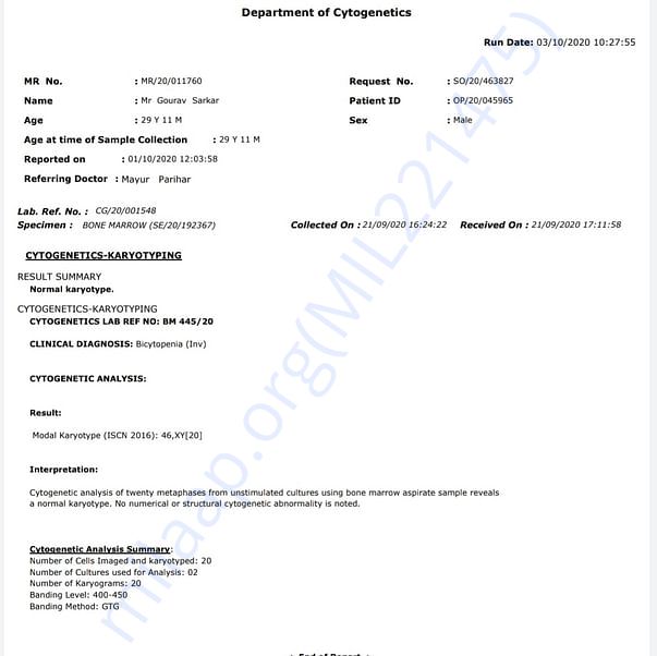 Medical Report from a secondary opinion.