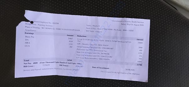 Salary slip for August, 2020