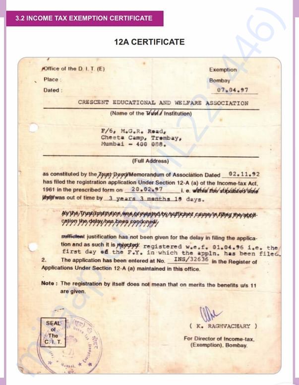 INCOME - TAX EXEMPTION CERTIFICATE