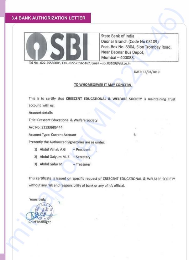 BANK AUTHORIZATION CERTIFICATE