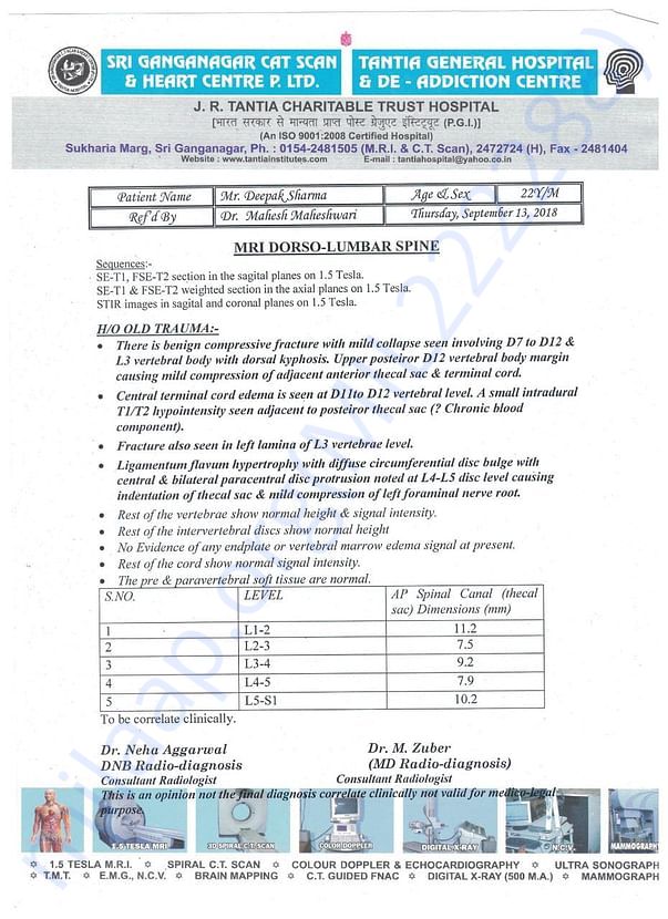 Latest MRI report