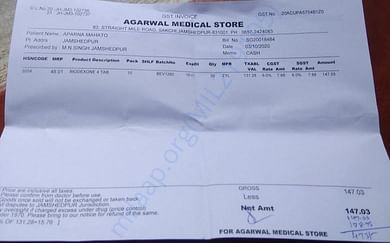 Medicine bill of Aparna Mahato
