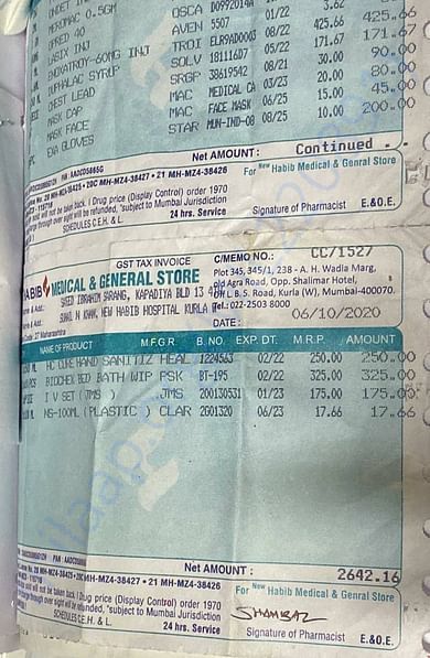 Pharmacy bill (6/10/2020)