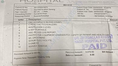 Lab test bill (9/10/2020)