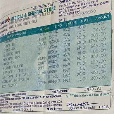 Pharmacy bill-2 (12/10/2020)