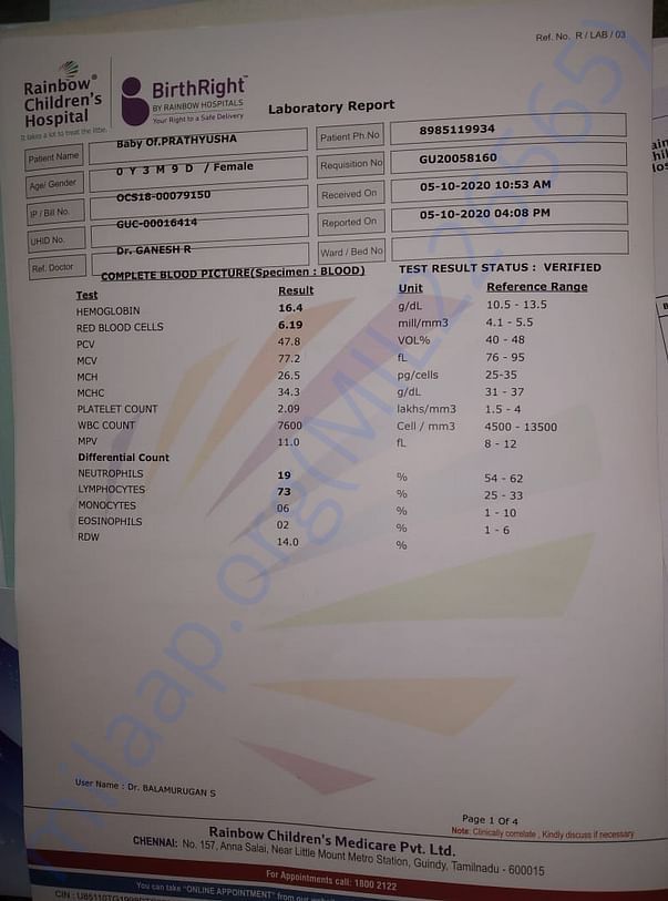 COMPLETE BLOOD TEST REPORT