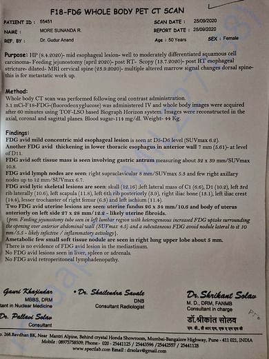 PET CT Scan Detail Report
