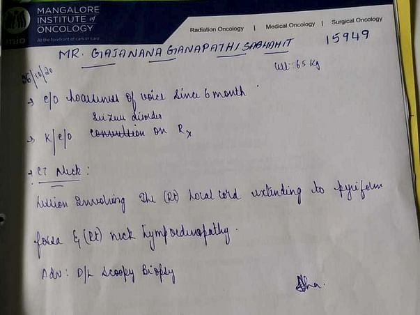 Support Gajanana Ganapathi Sabhahit Recover From Vocal Chord Cancer