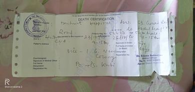 Death certificate of husband