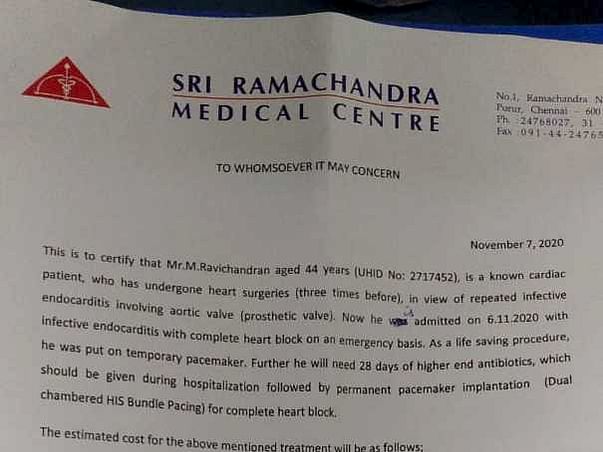 Support M Ravichandran Recover From Heart Surgery