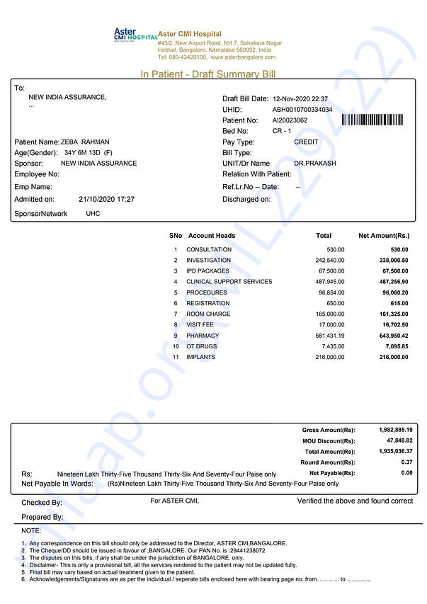 Medical Bill