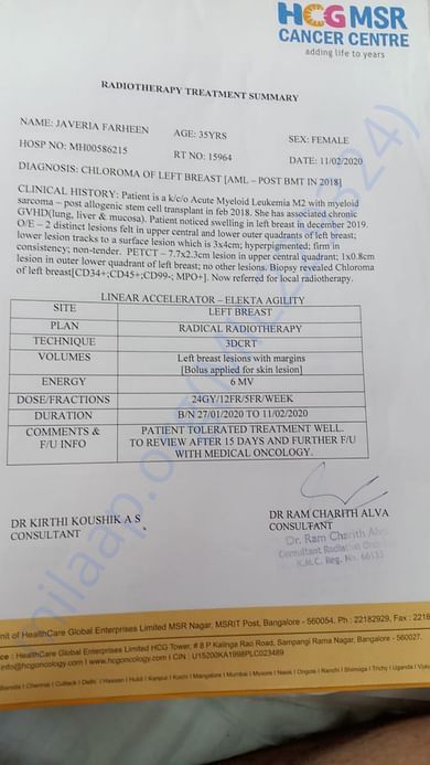 Radiotherapy Treatment Summary