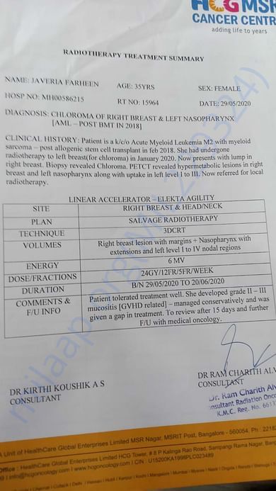 Radiotherapy Treatment Summary 2
