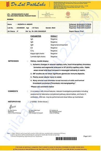 Kidney biopsy for ahus