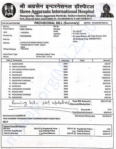 Billing amount summary till date