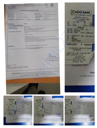 Biopsy Aspiration reports and bills