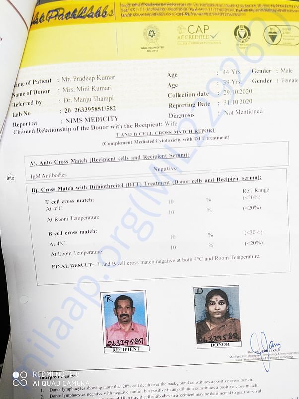 Document consists of medical certificate and the donor recipient datas