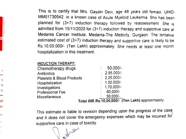 Help My Mother Gayatri Devi Fight Blood Cancer (Acute Myeloid Leukemia
