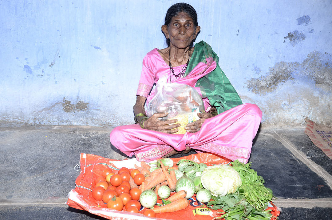 Best charity in andhra pradesh donating food groceries for poor old age woman