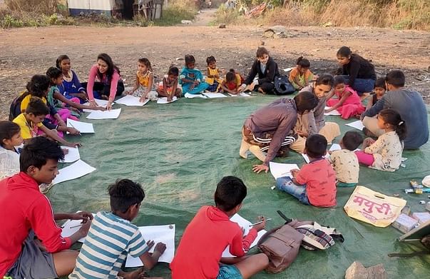 Uttam Pathshala, has been going on under this tree all this while, which provides shade and helping hand for the kids during extreme weather conditions, but eventually it gets really difficult when it comes to rainy season.